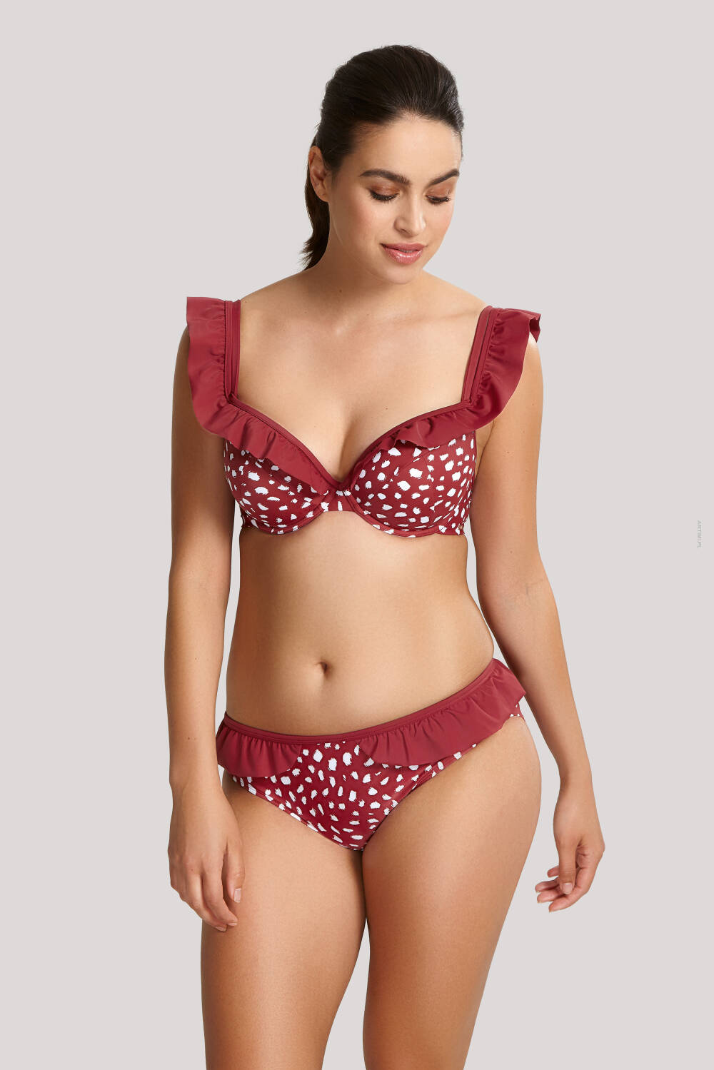 Panache Swim biustonosz Mila padded plunge frill bikini brick red