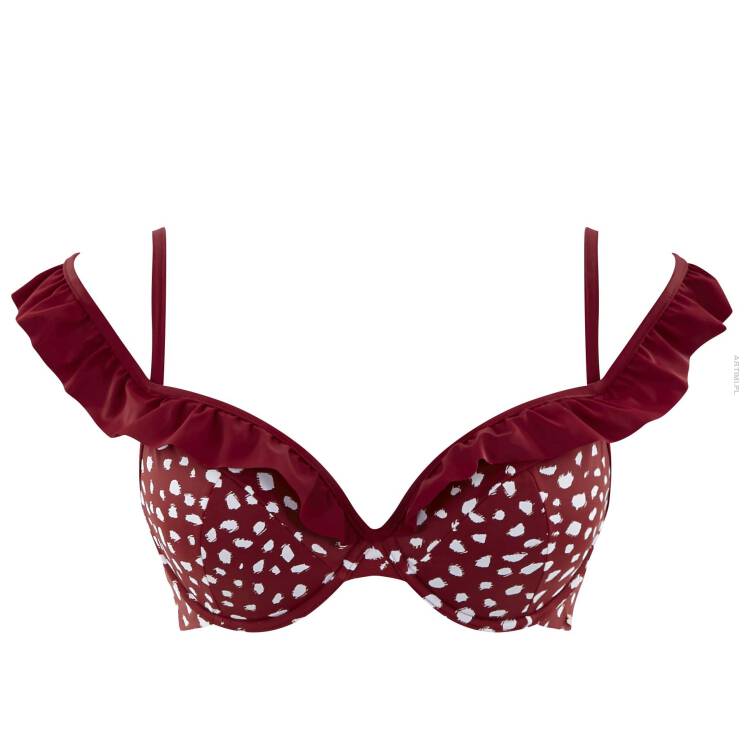 Panache Swim biustonosz Mila padded plunge frill bikini brick red