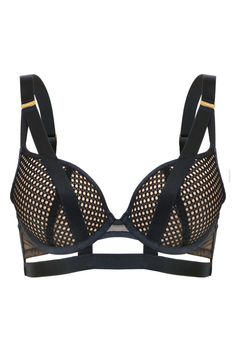 Gossard usztywniany biustonosz Pulse Mesh Longline Paddet Plunge Bra black