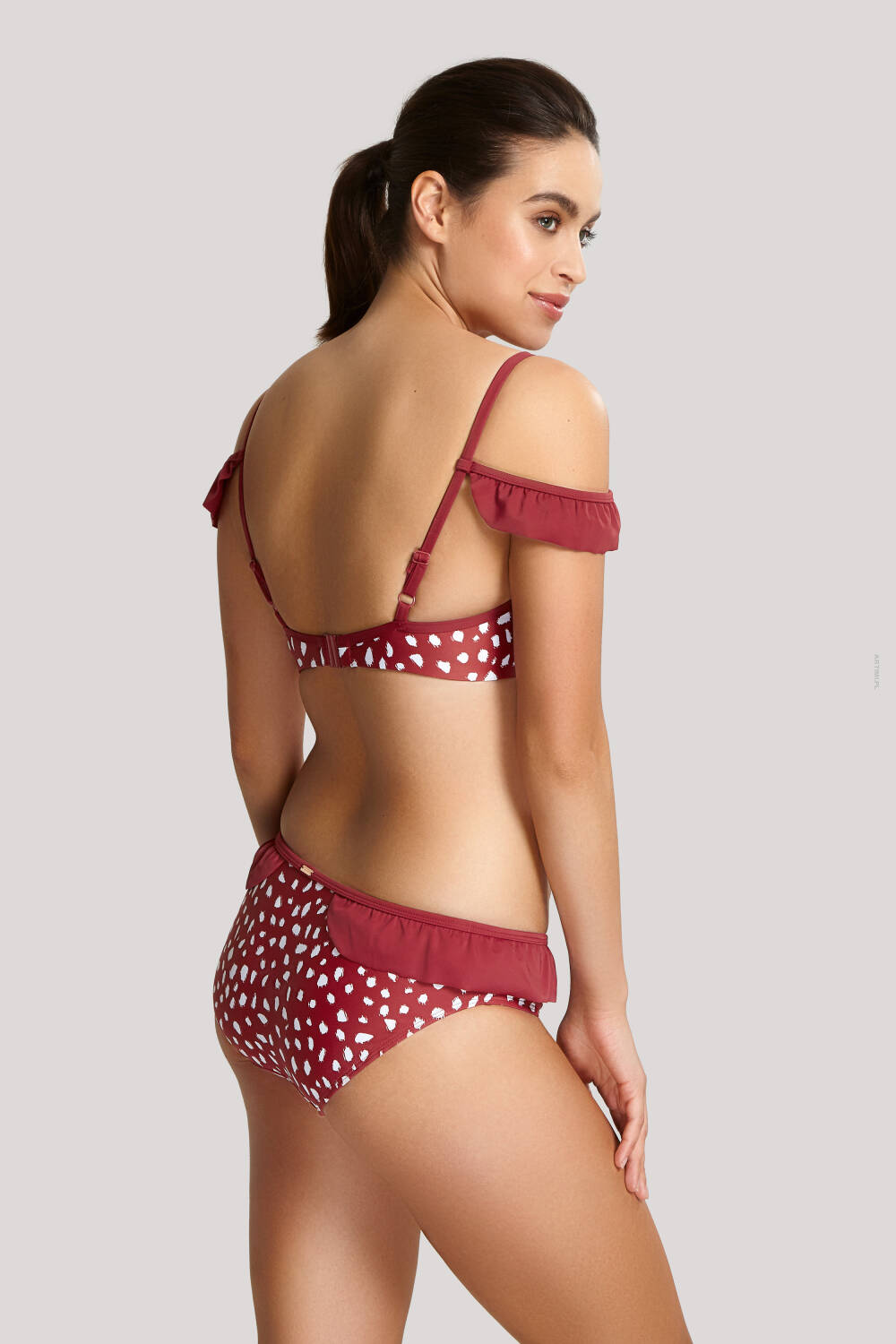 Panache Swim Mila majtki z falbanką frill pant brick red