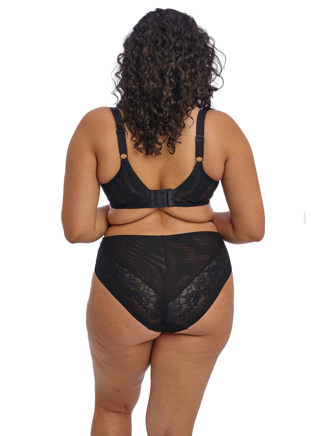 Elomi Nerina Stretch Plunge Bra Black biustonosz z elastyczną koronką dopasowującą się do biustu