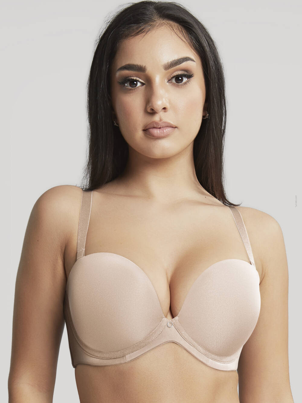 Cleo by Panache Faith gładki usztywniany biustonosz plunge strapless Latte